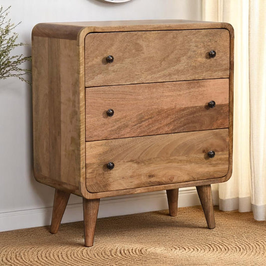 Mini Curved Oak-ish Chest, 100% Solid Mango Wood