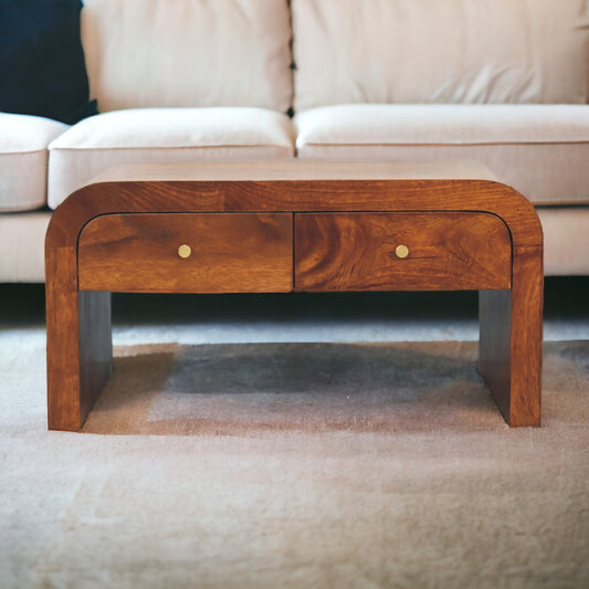 Darcy Chestnut Coffee Table. Solid Mango Wood