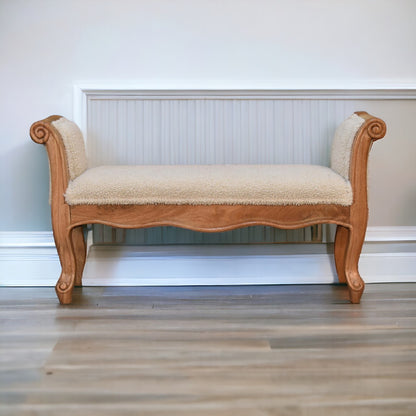 Cream Boucle French Style Bench 100 Cotton and Natural Yarn