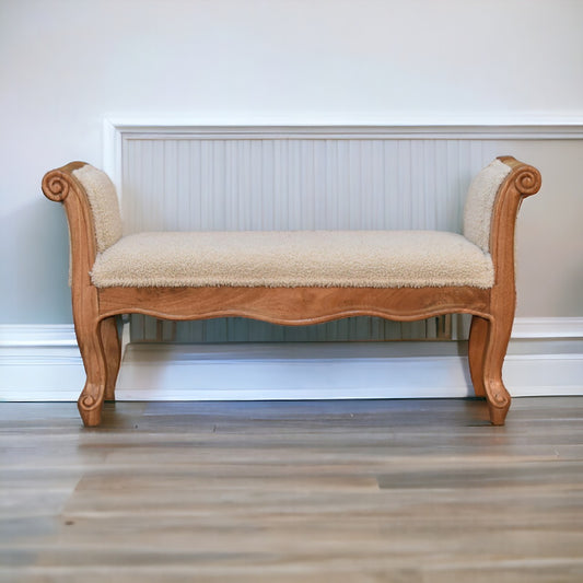 Cream Boucle French Style Bench 100 Cotton and Natural Yarn