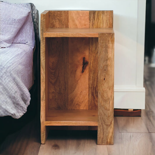 Oak-ish Box Bedside. 100% Solid Mango Wood