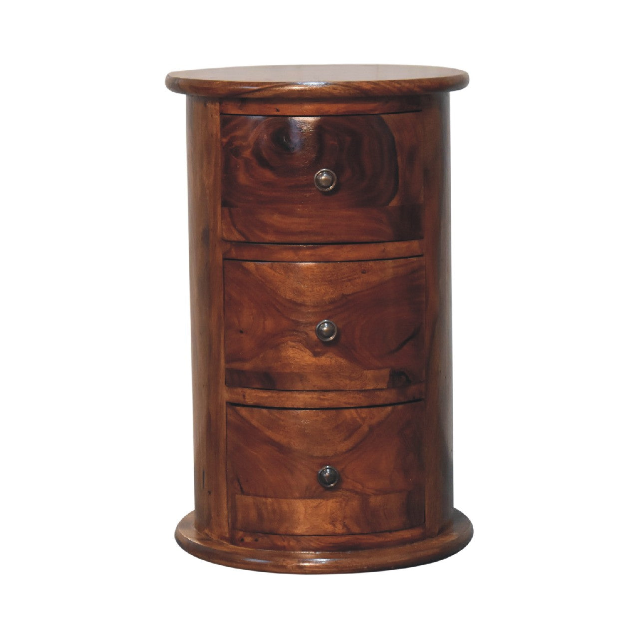 3 Drawer Chestnut Sheesham Drum 100% Sheesham Wood