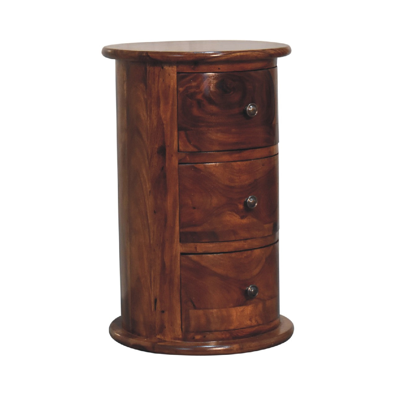 3 Drawer Chestnut Sheesham Drum 100% Sheesham Wood