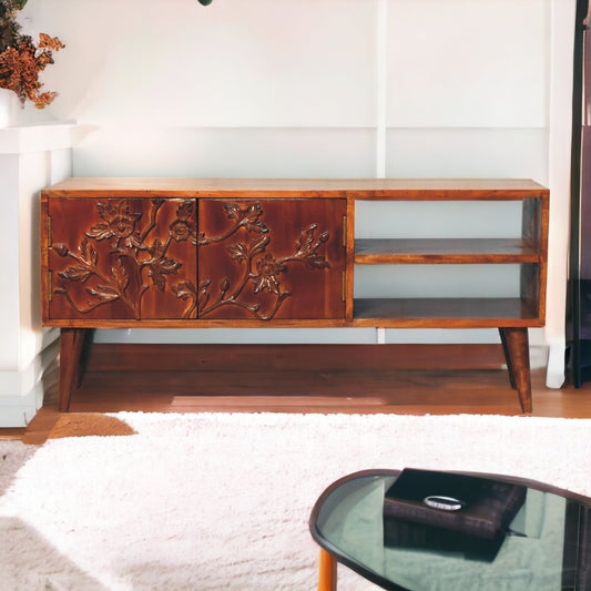 Botanic Media Unit 100% Melia/Neem Wood Chestnut Finish