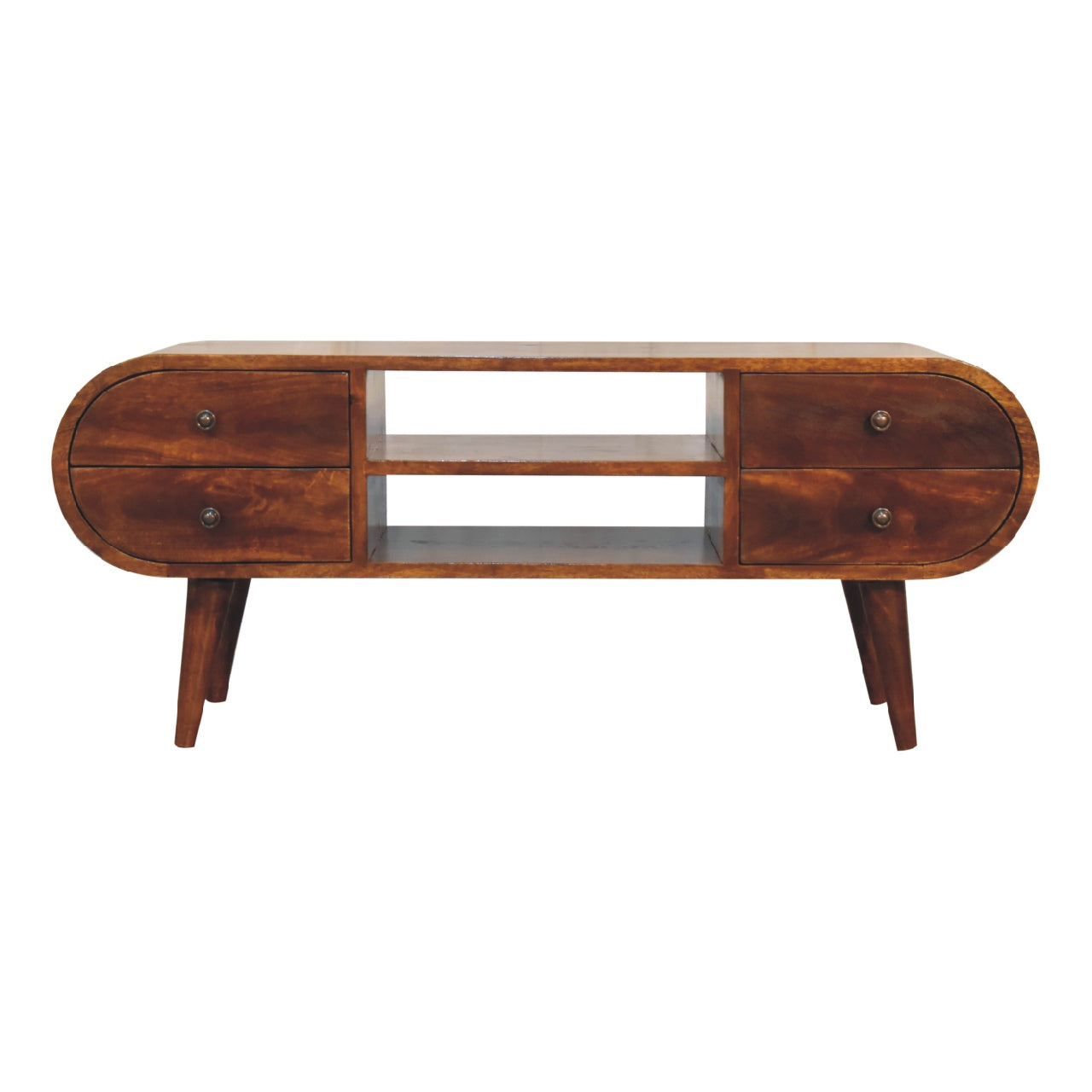 Chestnut Circular Media Unit 100% Solid Mango Wood