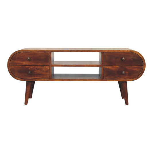 Chestnut Circular Media Unit 100% Solid Mango Wood