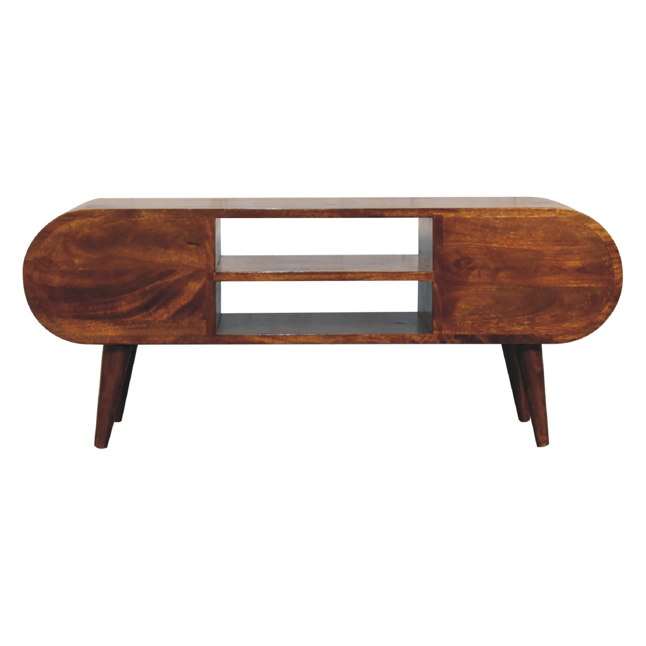 Chestnut Circular Media Unit 100% Solid Mango Wood