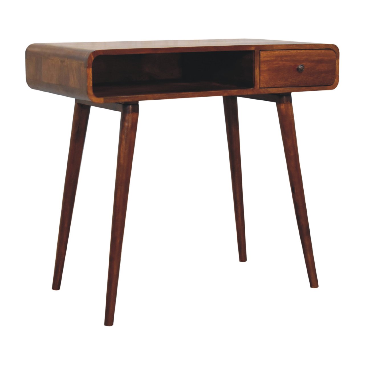 Curved Chestnut Writing Desk Solid Mango Wood