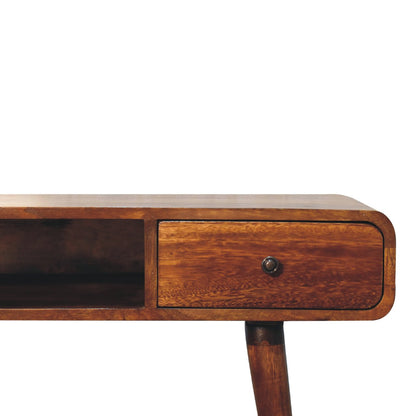 Curved Chestnut Writing Desk Solid Mango Wood