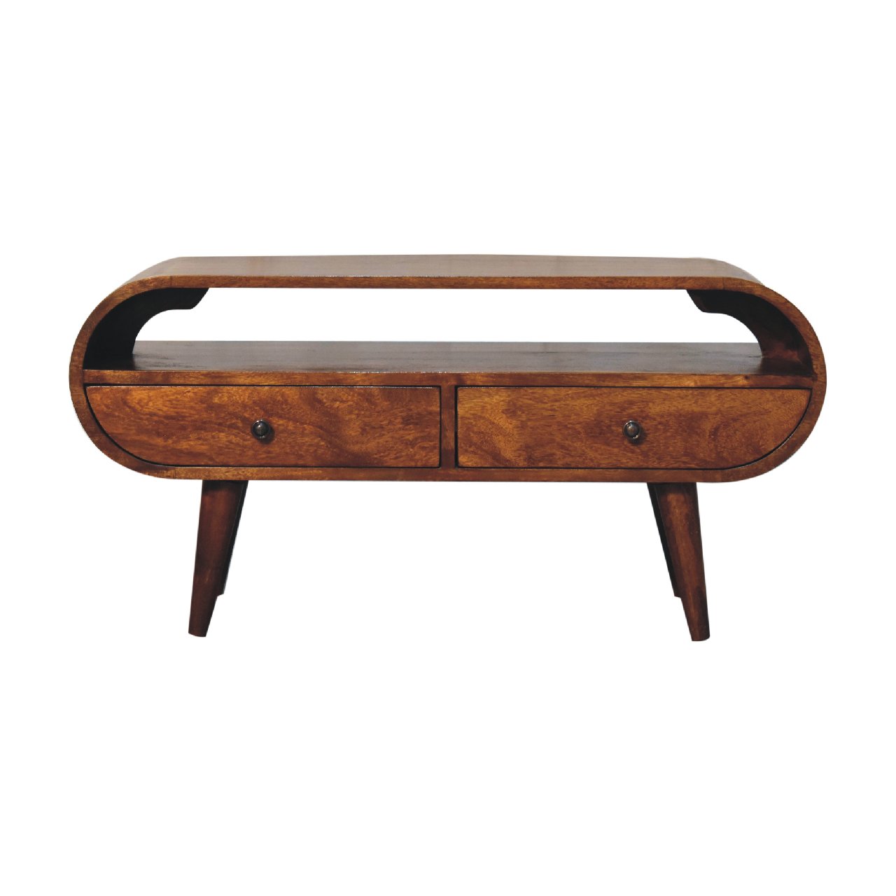 Chestnut Circular TV Stand 100% Solid Mango Wood