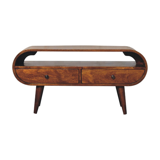 Chestnut Circular TV Stand 100% Solid Mango Wood