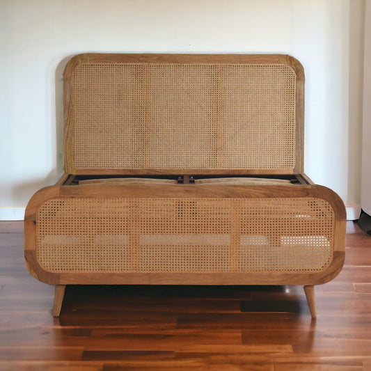 Rattan Bed.100% Solid Mango Wood