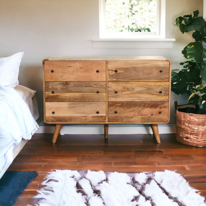 Large Curved Oak-ish Chest 100% Solid Mango Wood