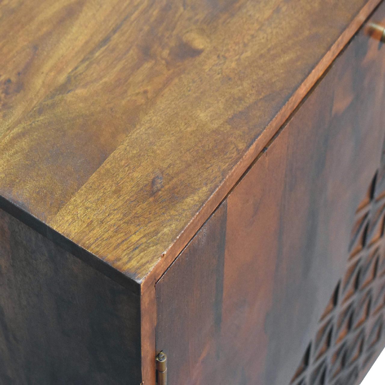 Chestnut Dice Cabinet 100% Solid Mango Wood