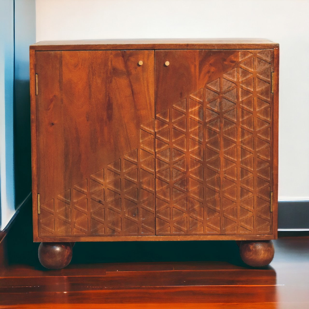 Chestnut Dice Solid Mango Wood Cabinet