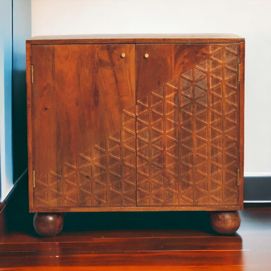 Chestnut Dice Solid Mango Wood Cabinet