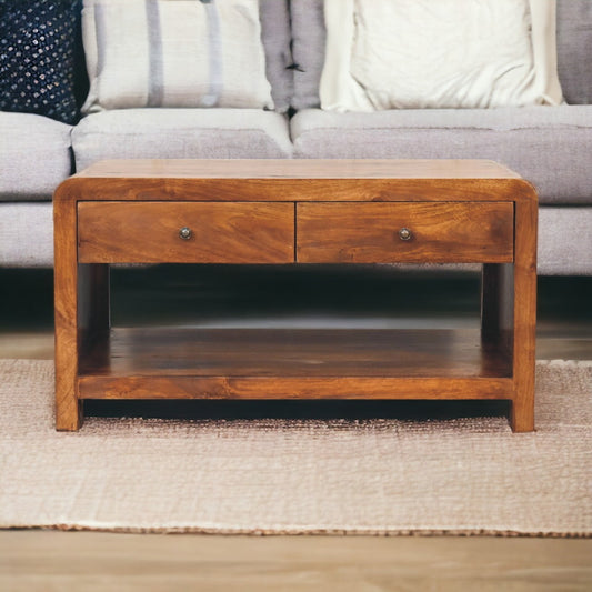 Aspen Coffee Table 100% Solid Mango Wood Chestnut Finish