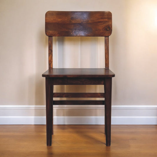 Classic Chestnut Dining Chair, 100% Solid Mango Wood