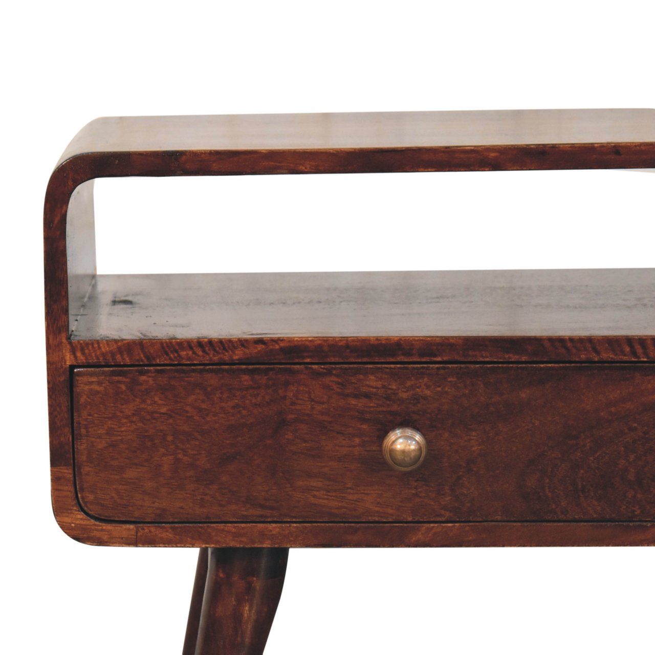 Curved California Walnut Media Unit. 100% Solid Mango Wood