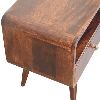 Curved California Walnut Media Unit. 100% Solid Mango Wood