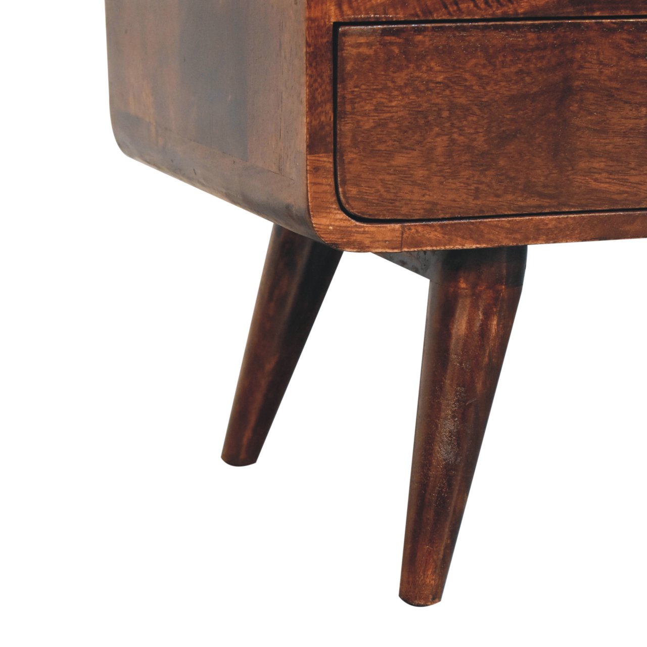 Curved California Walnut Media Unit. 100% Solid Mango Wood