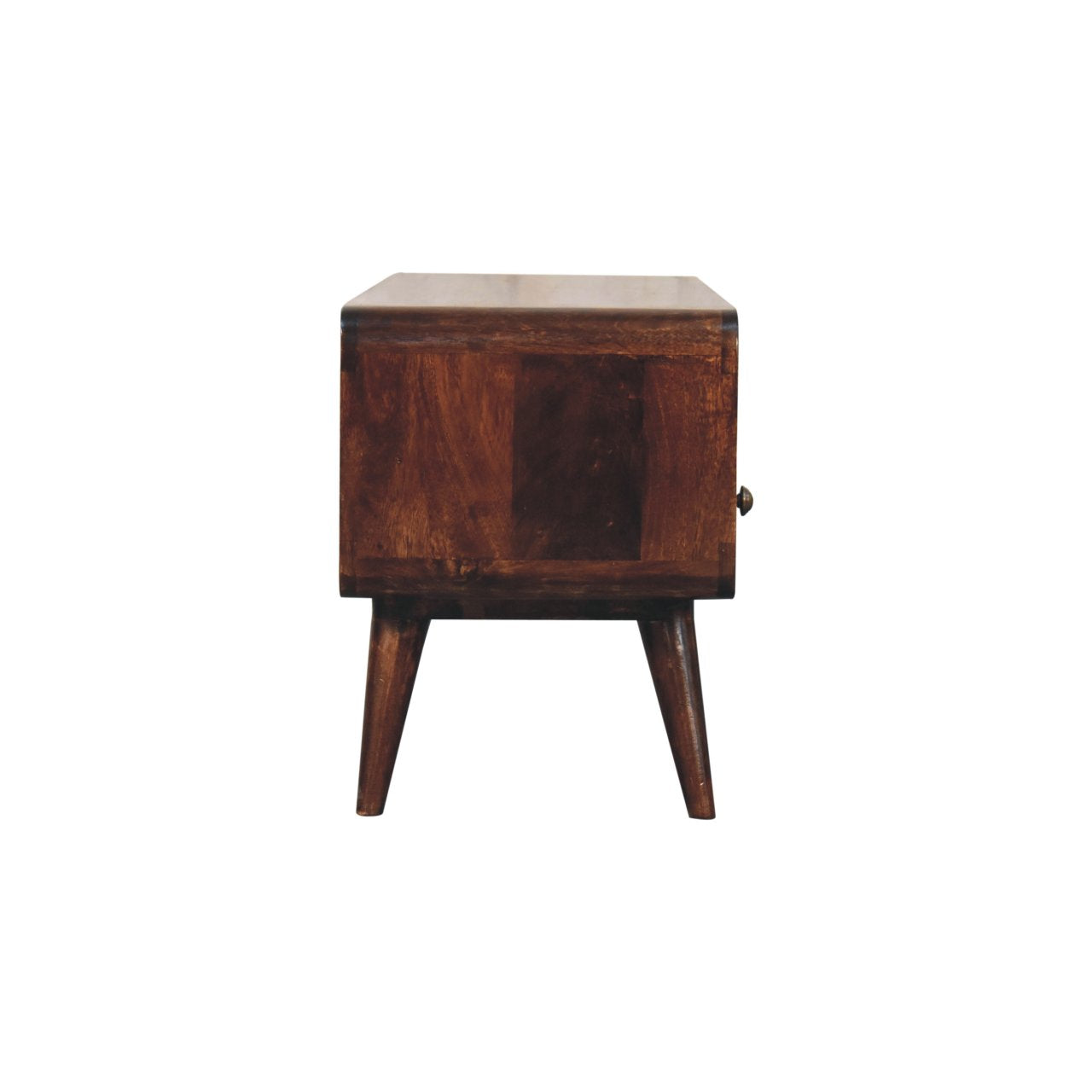 Curved California Walnut Media Unit. 100% Solid Mango Wood