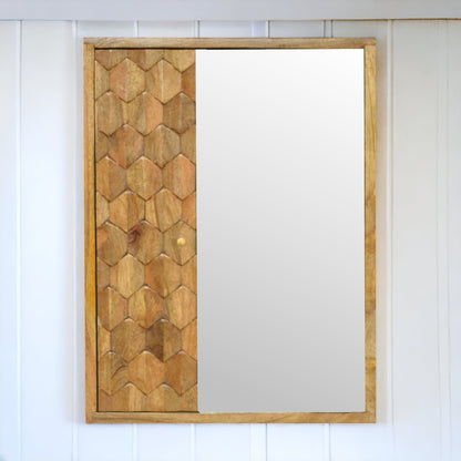 Pineapple Carved Mirror Cabinet. 100% Solid Mango Wood