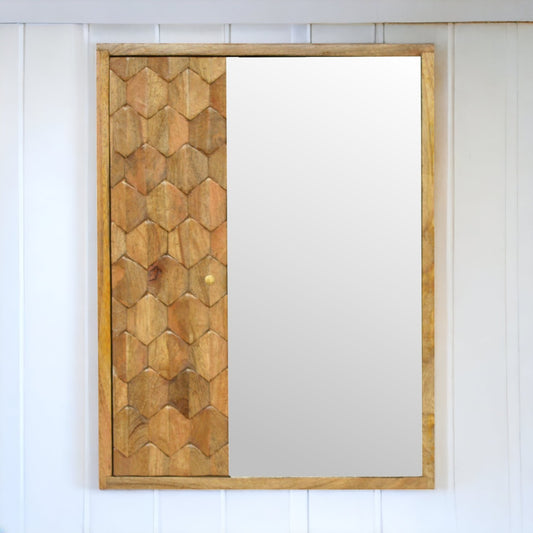 Pineapple Carved Mirror Cabinet. 100% Solid Mango Wood