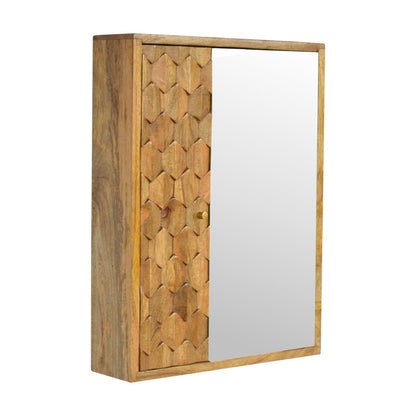 Pineapple Carved Mirror Cabinet. 100% Solid Mango Wood