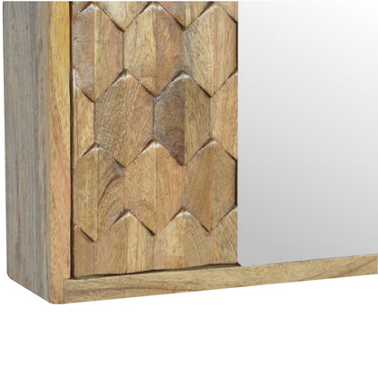 Pineapple Carved Mirror Cabinet. 100% Solid Mango Wood