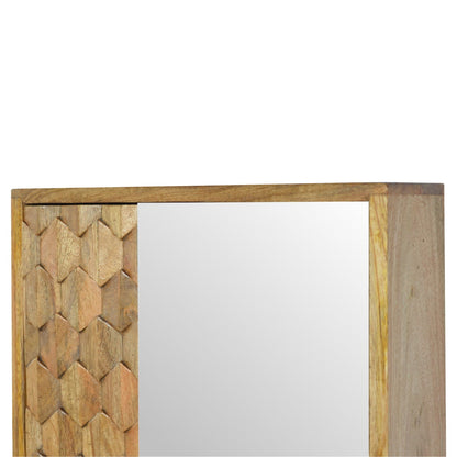 Pineapple Carved Mirror Cabinet. 100% Solid Mango Wood