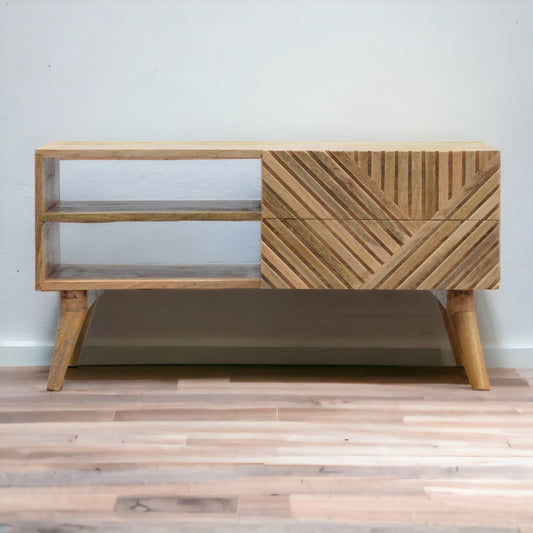 Lille Solid Mango Wood TV & Media Unit. 100% Solid Mango Wood