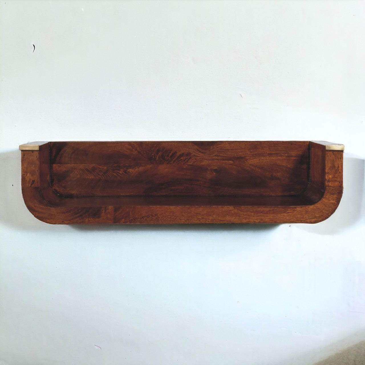 Indira Chestnut Floating Console. 100% Solid Mango Wood