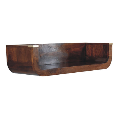Indira Chestnut Floating Console. 100% Solid Mango Wood