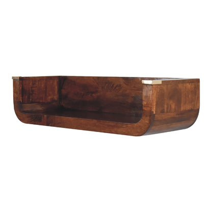 Indira Chestnut Floating Console. 100% Solid Mango Wood