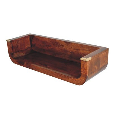 Indira Chestnut Floating Console. 100% Solid Mango Wood