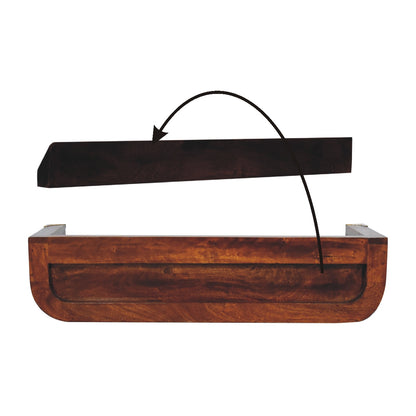 Indira Chestnut Floating Console. 100% Solid Mango Wood