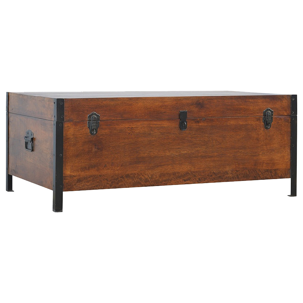 Industrial Lid up Blanket Box. 100% Solid Mango Wood