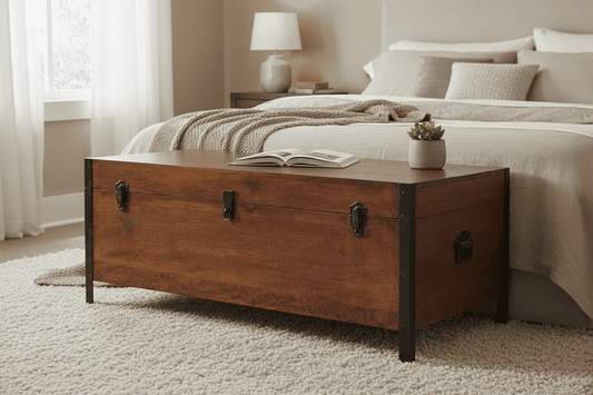 Industrial Lid up Blanket Box. 100% Solid Mango Wood