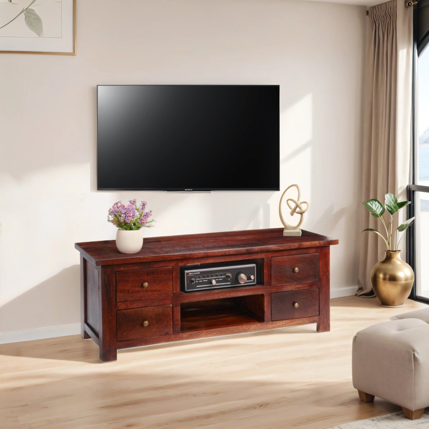 Jaipur Dark Mango TV Cabinet Solid Mango Wood