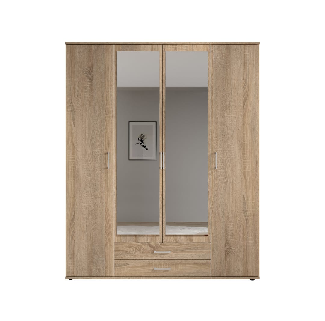 Karl Hinged Door Wardrobe 160cm White or Oak Sonoma