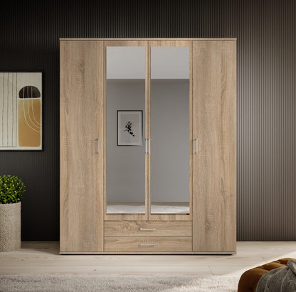 Karl Hinged Door Wardrobe 160cm White or Oak Sonoma
