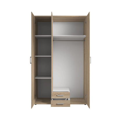 Karl Hinged Door Wardrobe 120cm White or Oak Sonoma