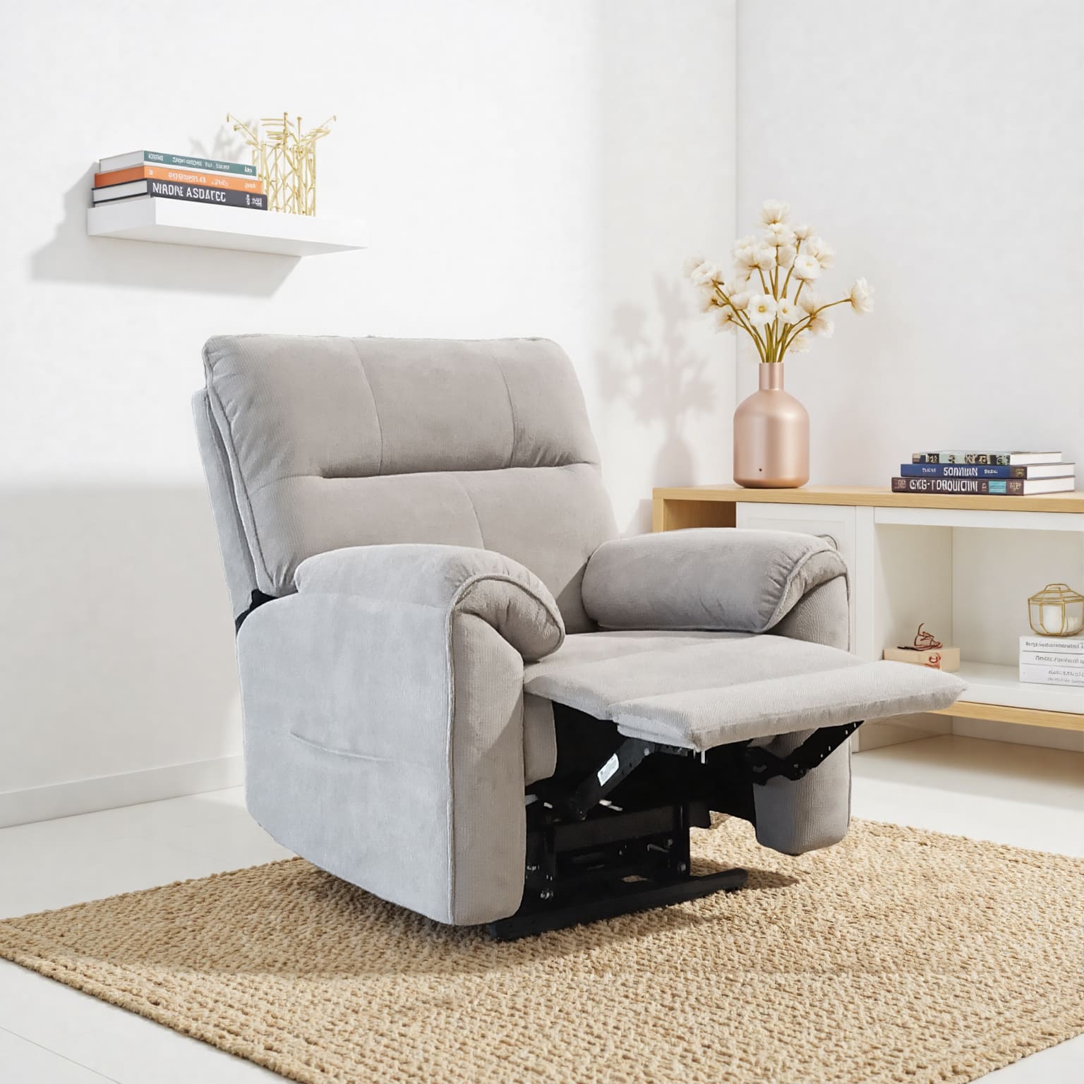 Knightsbridge Recliner - Dual Motor Light or Dark Grey Fabric