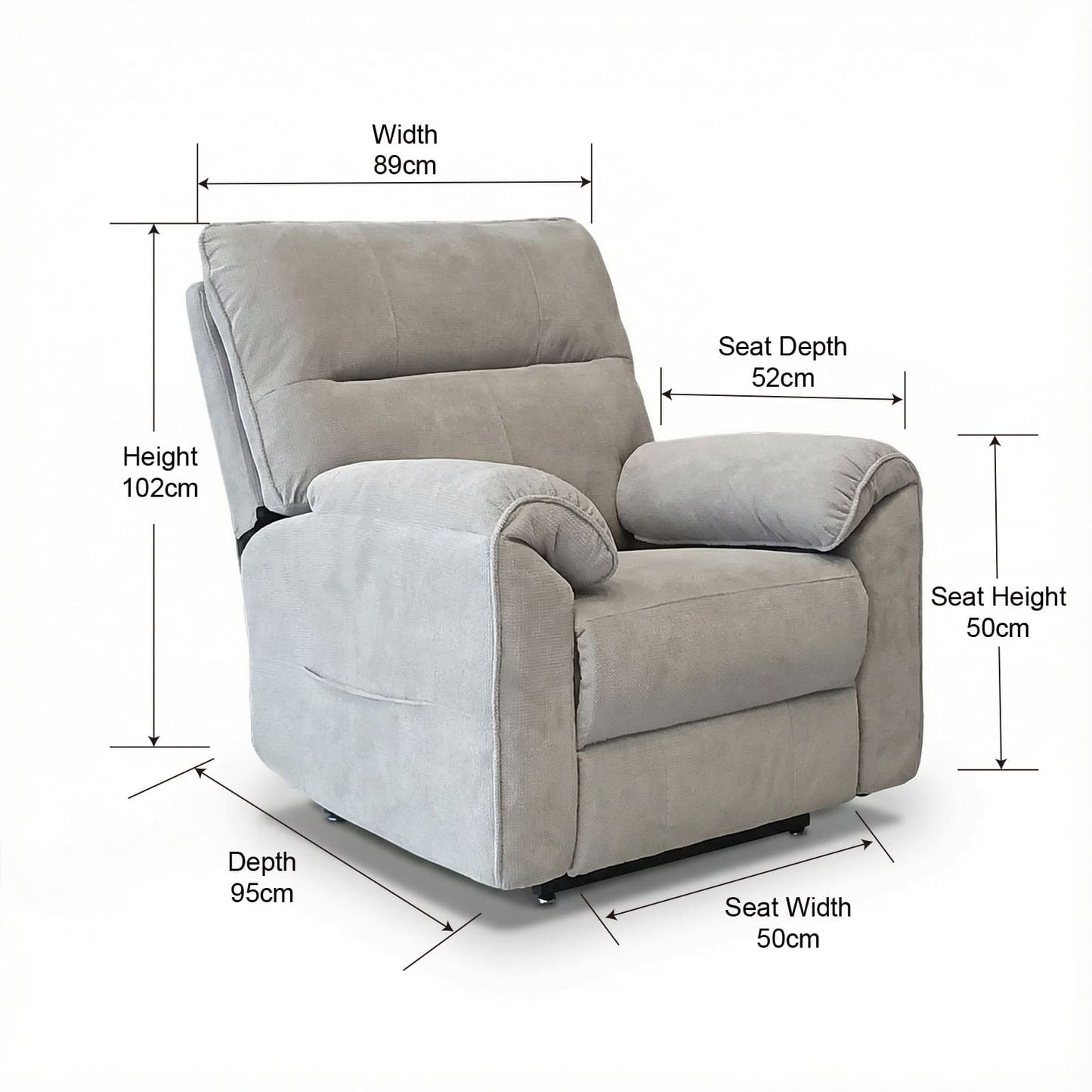 Knightsbridge Recliner - Dual Motor Light or Dark Grey Fabric