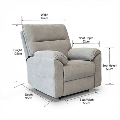 Knightsbridge Recliner - Dual Motor Light or Dark Grey Fabric
