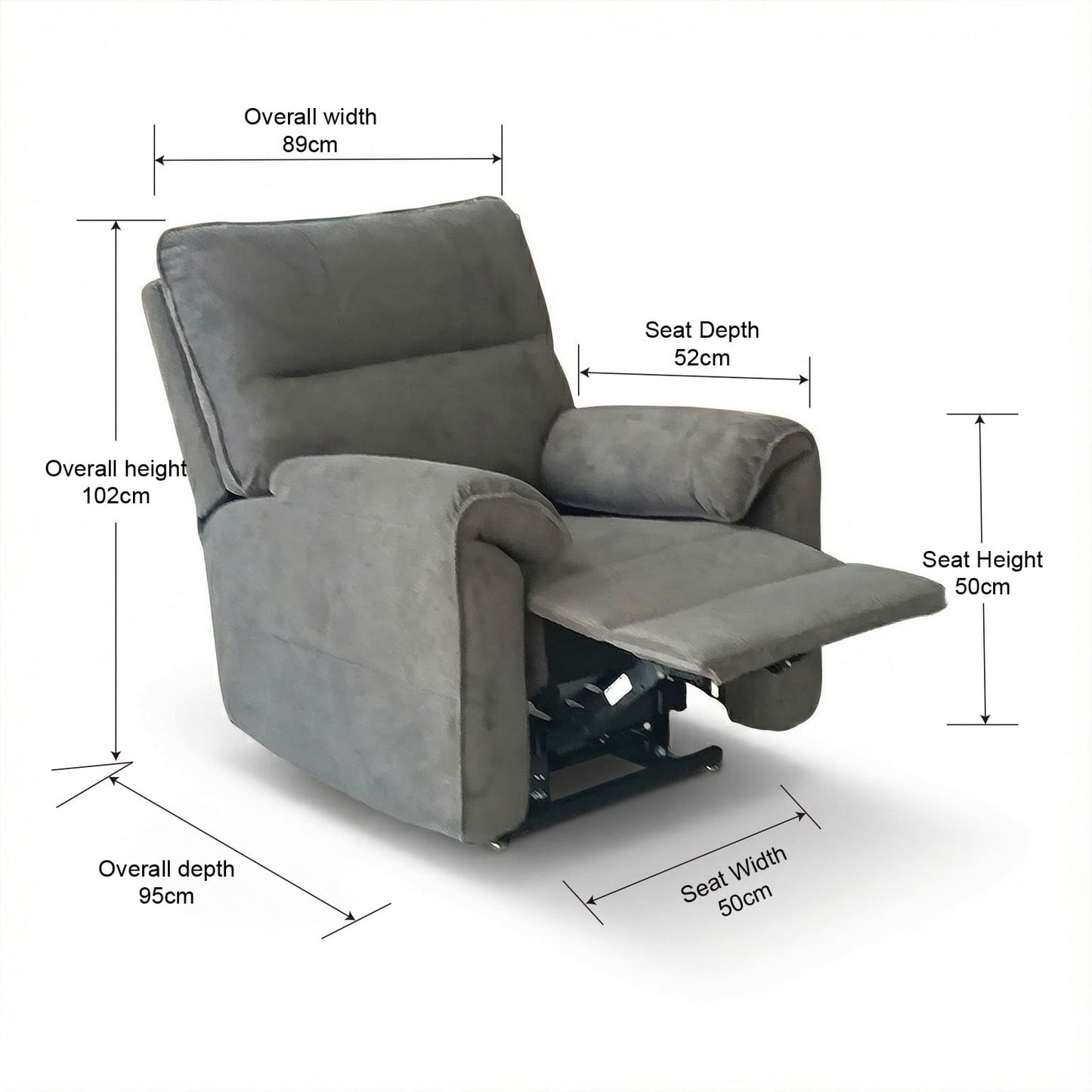 Knightsbridge Recliner - Dual Motor Light or Dark Grey Fabric