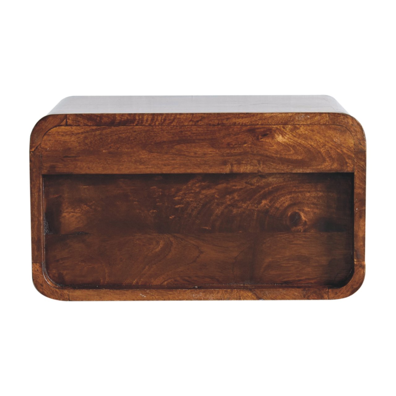 Large Curved Chestnut Bedside. 100% Solid Mango Wood 