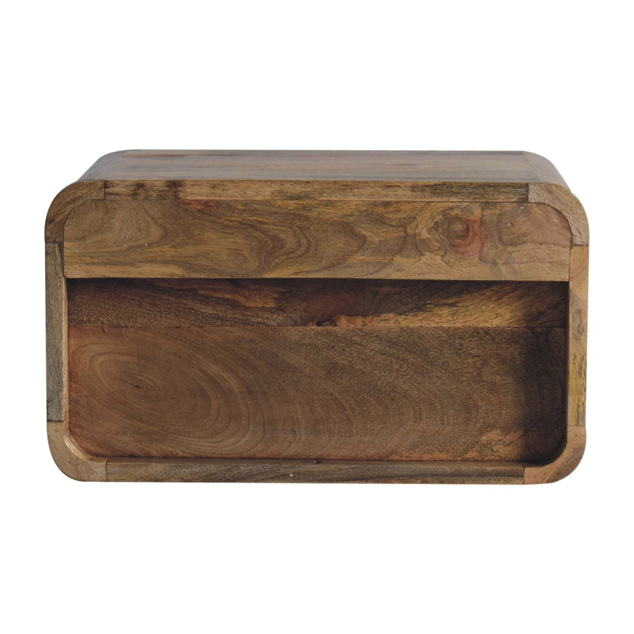 Large Oak-ish Curved Bedside. 100% Solid Mango Wood