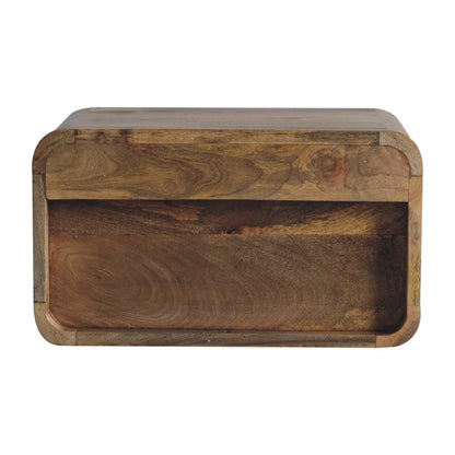 Large Oak-ish Curved Bedside. 100% Solid Mango Wood